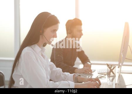 agent, customer service, working at the call center Stock Photo