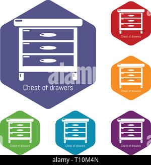 Nightstand icons vector hexahedron Stock Vector