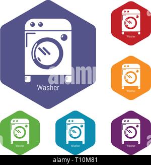 Washer icons vector hexahedron Stock Vector