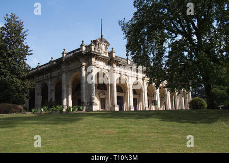 Italy, Montecatini Terme - April 25 2017: the view of Sala Regina and park in Terme Tettuccio Spa on April 25 2017 in  Tuscany, Italy. Stock Photo