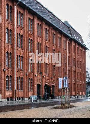 Berlin-Friedrichshain. Plus Hotel & Hostel in historic red-brick early twentieth century building by architect Ludwig Hoffmann. Listed architectural m Stock Photo