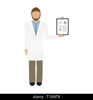 doctor in white coat with prescription isolated on white background vector illustration EPS10 Stock Vector