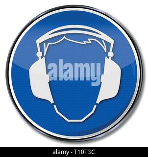 Caution always wear safety headphones and protect your ears Stock Vector