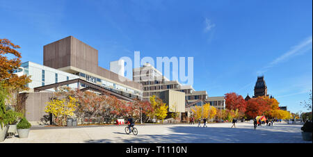 Harvard University Science Center plaza in the fall, panoramic view Stock Photo