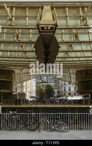 La Canopee des Halles is a massive structure engineered to span the open air shopping centre spaces of Les Halles, Paris, France Stock Photo