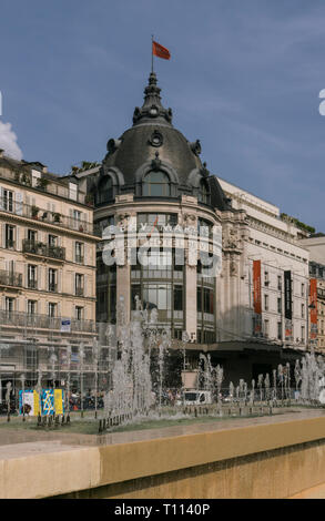 Autumn sunshine lights the bazar de l'hotel de ville department store in the centre of Paris, France Stock Photo