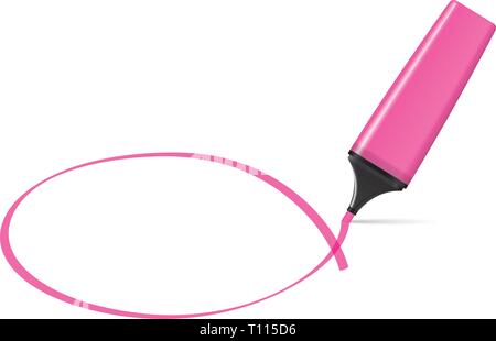 pink highlighter drawing squiggle around copy space Stock Vector