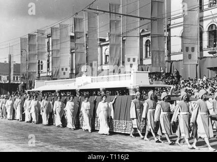 Nazism / National Socialism, event, 2000 years of German culture, day of the German arts, procession, group 'The monumental buildings of the Fuehrer', cart 'Zeppelinwiese', Munich, Odeonsplatz (square), 10.7.1938, Additional-Rights-Clearance-Info-Not-Available Stock Photo