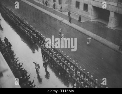 Nazism / National Socialism, military, Luftwaffe (German Air Force), parade, 'Day of the Luftwaffe', of the commander-in chief of the Luftwaffe Field Marshal Hermann Goering is pacing along the front, Ministry of Aviation, Berlin, 1.3.1938, Additional-Rights-Clearance-Info-Not-Available Stock Photo
