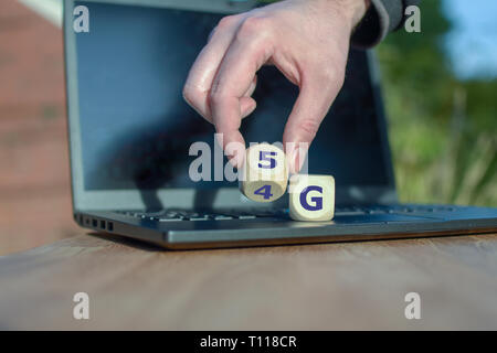 Symbol of the change from 4G to 5G Stock Photo