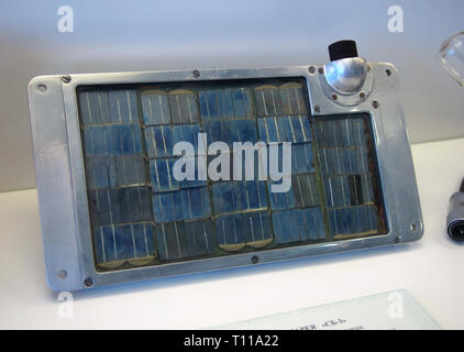 Kaluga, Russia - July 13, 2014: Solar battery SB-3 used in the first spacecraft Stock Photo