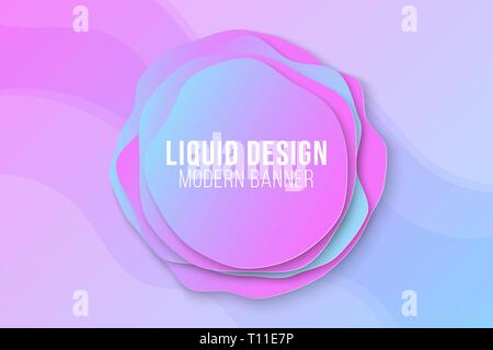 Liquid color abstract banner. Liquid colored forms and line. Gradient abstract banner with flowing liquid shapes. Template for your design. Vector Ill Stock Vector