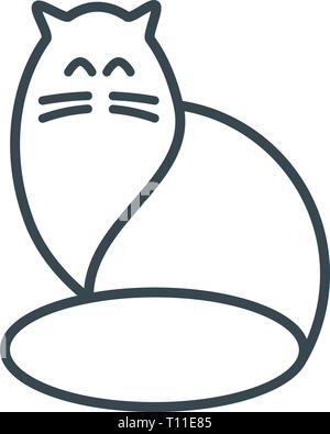 Simple stylized cat of geometric circles and lines. Abstract logo Stock Vector