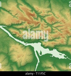 Geographic information system banner with topographic background. Vector abstract topographic map concept Stock Vector