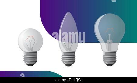Vector incandescent light bulb set. Vector illustration for your design Stock Vector