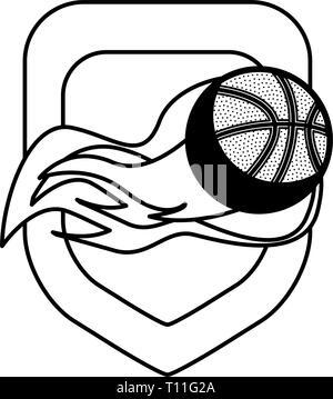 basketball ball enveloped in fire flames vector illustration Stock Vector