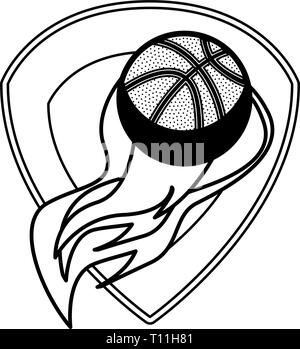basketball ball enveloped in fire flames vector illustration Stock Vector