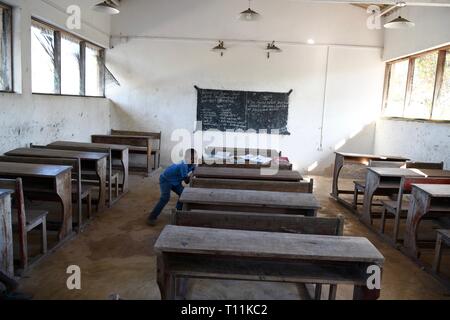 Local village school.  Matemo Island, Quirimbas Archipelago, Mozambique, East Africa Stock Photo
