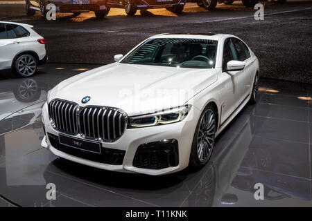 GENEVA, SWITZERLAND - MARCH 5, 2019: New BMW 7 Series plug-in hybrid car showcased at the 89th Geneva International Motor Show. Stock Photo