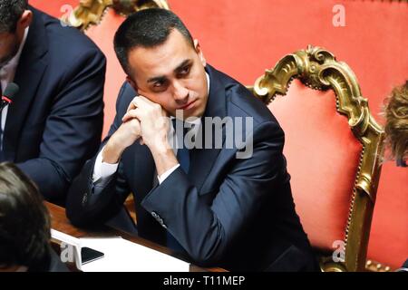 Italy, Rome, March 21, 2019 : Luigi Di Maio, deputy Prime Minister and Minister of Labor, during an assembly of the Senate    Photo Remo Casilli/Sinte Stock Photo