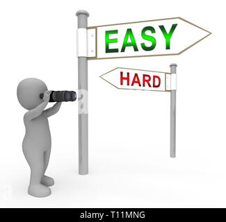 Easy Vs Hard Signpost Portrays Choice Of Simple Or Difficult Way. Guide