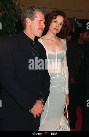 LOS ANGELES, CA. November 20, 1997: Actress Sigourney Weaver & actor Ron Perlman at premiere of their new movie, 'Alien Resurrection,' in Los Angeles. Stock Photo