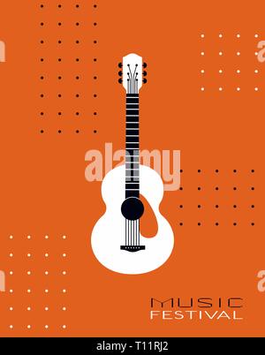 Template Design Poster with acoustic guitar silhouette Stock Vector