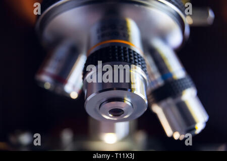 Laboratory Equipment - Optical Microscope. Photo of a medical microscope close-up. Stock Photo