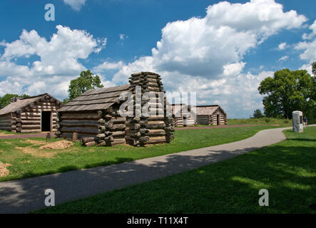 Replica cabins like ones Revolutionary War soldiers used during the ...