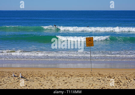 MANLY, AUSTRALIA -15 JUL 2018- View of the Manly Beach on the ocean outside of the Sydney bay. It is popular with surfers. Stock Photo