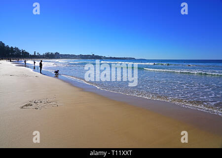 MANLY, AUSTRALIA -15 JUL 2018- View of the Manly Beach on the ocean outside of the Sydney bay. It is popular with surfers. Stock Photo