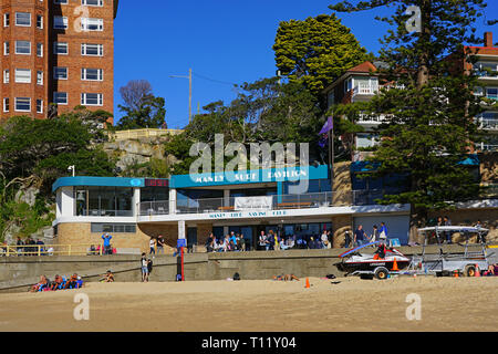 MANLY, AUSTRALIA -15 JUL 2018- View of the Manly Beach on the ocean outside of the Sydney bay. It is popular with surfers. Stock Photo