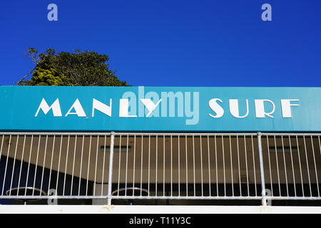 MANLY, AUSTRALIA -15 JUL 2018- View of the Manly Beach on the ocean outside of the Sydney bay. It is popular with surfers. Stock Photo