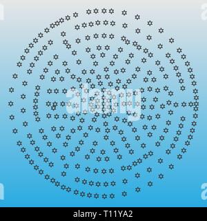 Icon of the stars of David on the blue background. Texture for bales. Jewish symbols. Stock Vector