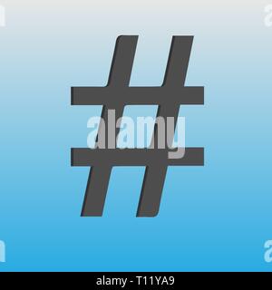 A sharp icon on a blue background. Sign of increasing the note. Signs of alteration in the music. Stock Vector