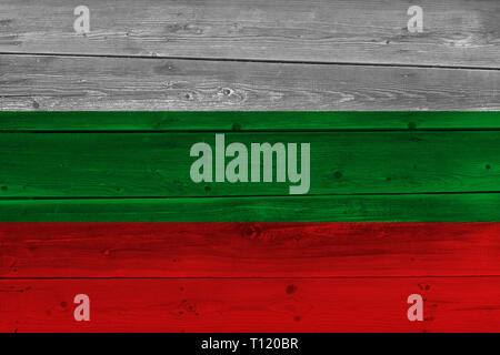 Bulgaria flag painted on old wood plank. Patriotic background. National flag of Bulgaria Stock Photo