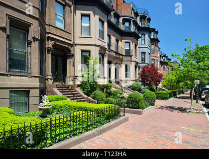 Back Bay Brownstones in Boston, Massachusetts. Victorian architecture. Stock Photo