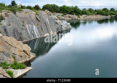 Granite quarry. Halibut Point State Park in Rockport, Massachusetts Stock Photo