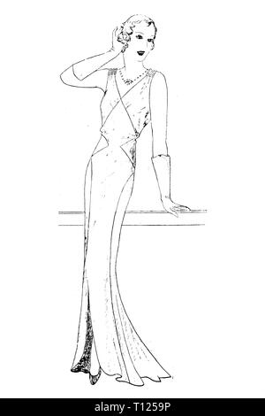 Representation of women's fashion in the 1920s - Vintage Illustration ...