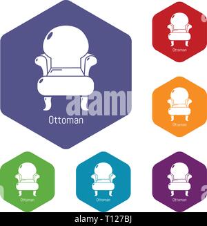Vintage armchair icons vector hexahedron Stock Vector