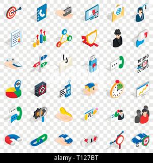Progress icons set, isometric style Stock Vector