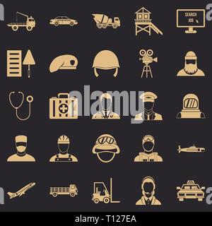 Working hours icons set, simple style Stock Vector