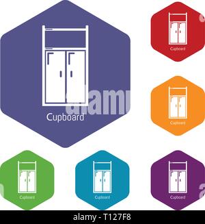 Cupboard icons vector hexahedron Stock Vector