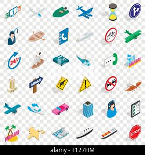 Traffic icons set, isometric style Stock Vector
