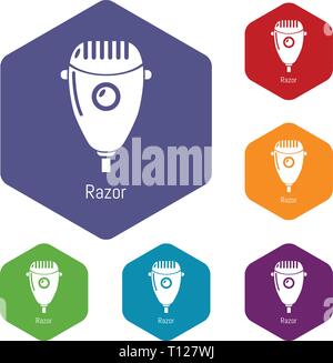 Razor icons vector hexahedron Stock Vector