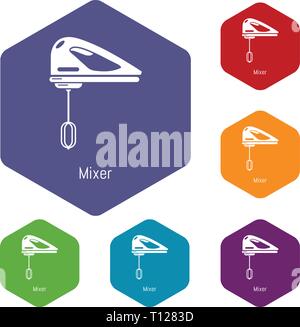 Mixer kitchen icons vector hexahedron Stock Vector