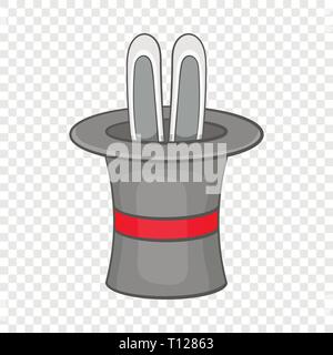 Rabbit ears appearing from a top magic hat icon Stock Vector