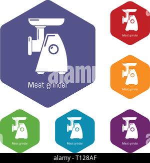 Meat grinder icons vector hexahedron Stock Vector