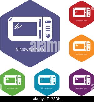 Microwave icons vector hexahedron Stock Vector