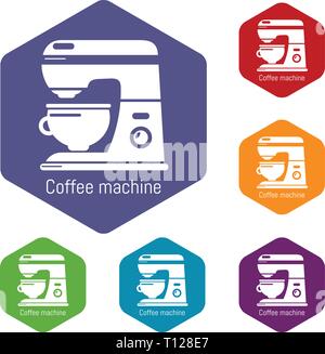 Coffee machine icons vector hexahedron Stock Vector